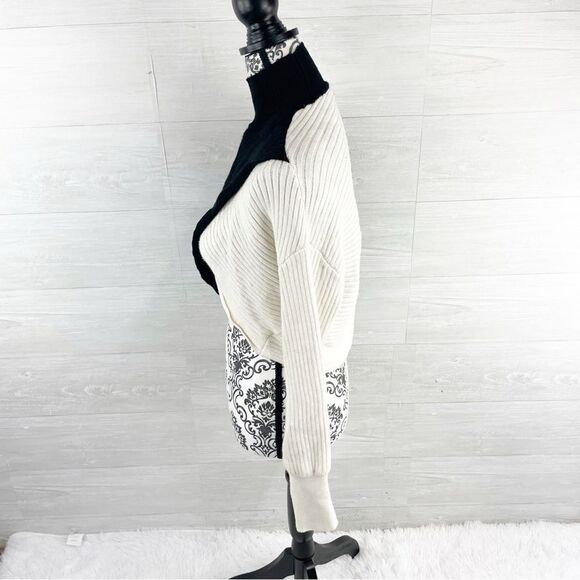 Express Color Block Wrap Front Mock Neck Crop Sweater - Picture 9 of 11